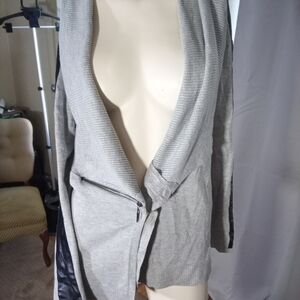 Cozy Gray Knit Open Front Jacket